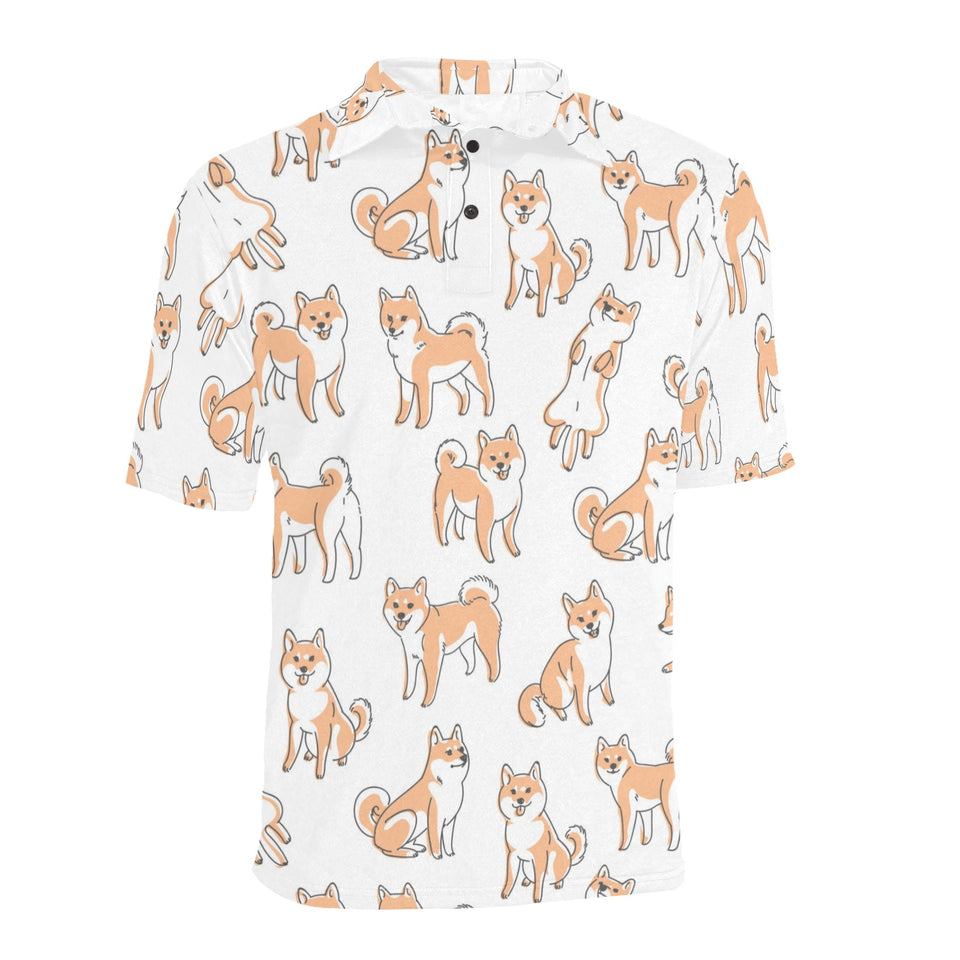 shiba inu dog pattern Men's All Over Print Polo Shirt