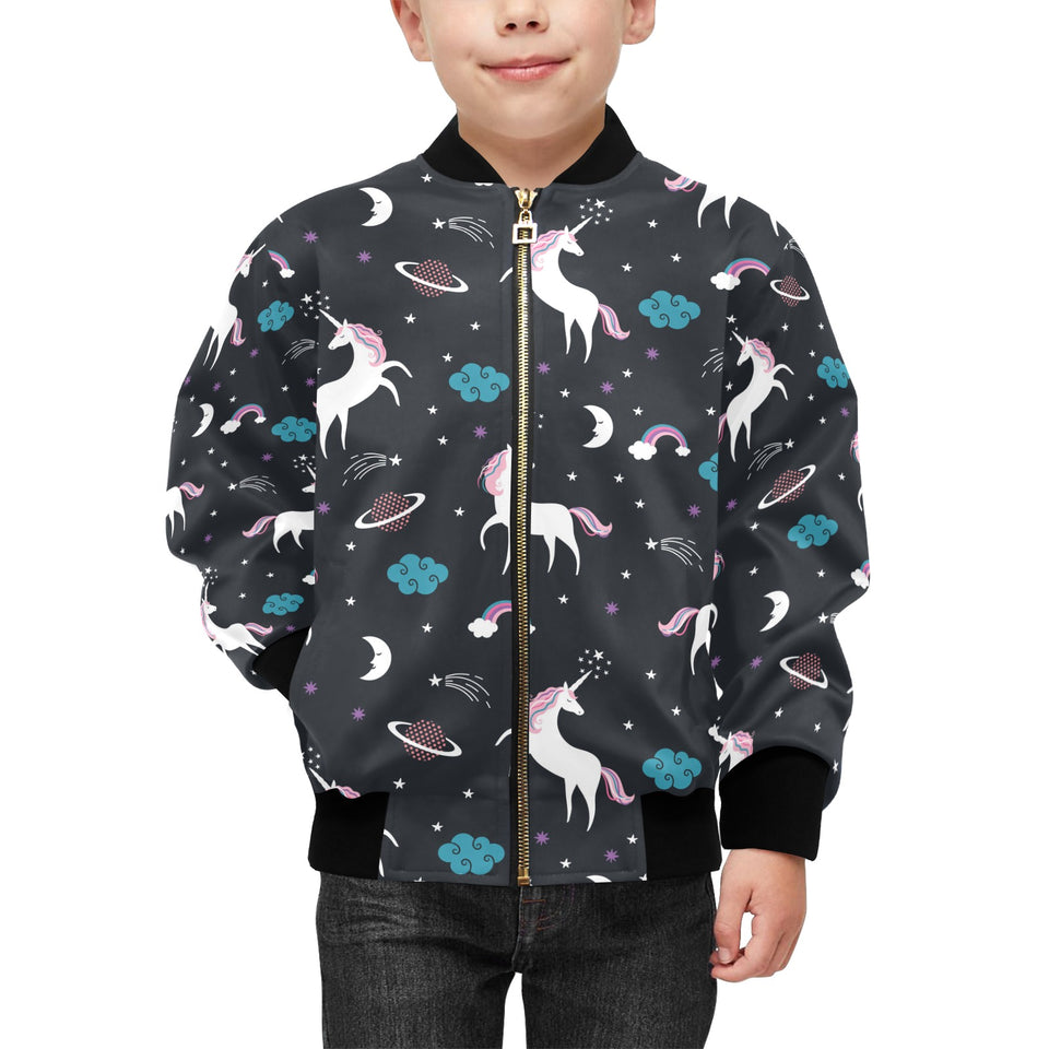unicorn rainbows moon clound star pattern Kids' Boys' Girls' Bomber Jacket
