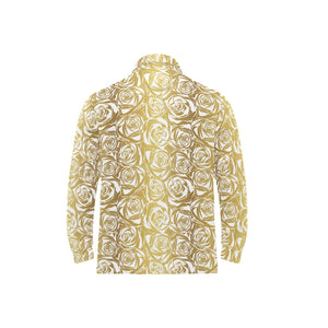 Rose Pattern Print Design 05 Men's Long Sleeve Polo Shirt