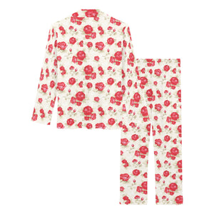 Rose Pattern Print Design 01 Women's Long Pajama Set