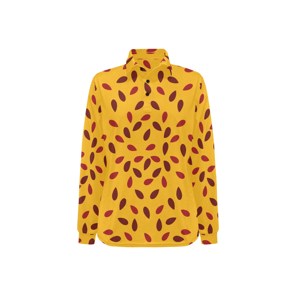 Passion fruit texture Women's Long Sleeve Polo Shirt