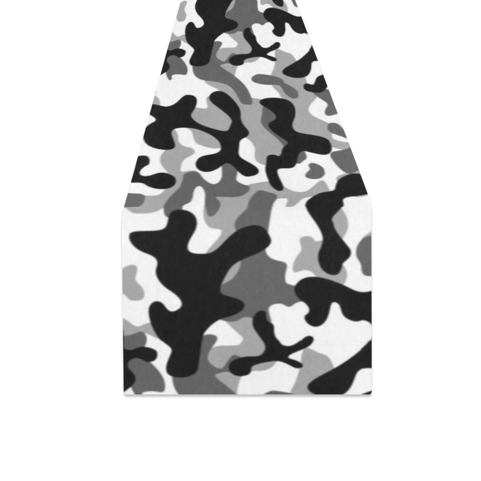 Black white camouflage pattern Table Runner