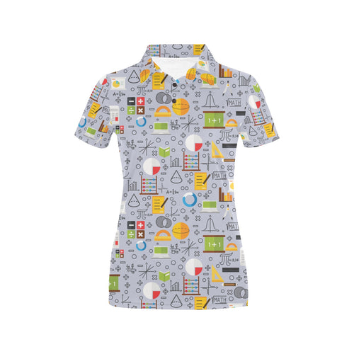 Math Pattern Print Design 04 Women's All Over Print Polo Shirt