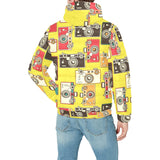 Camera Pattern Print Design 02 Men's Padded Hooded Jacket