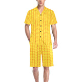 Corn Pattern Print Design 04 Men's V-Neck Short Pajama Set
