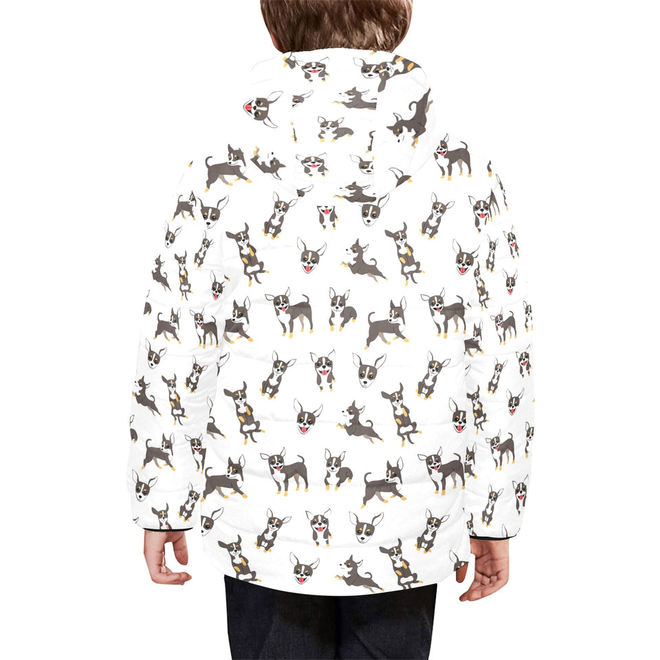 Chihuahua dog pattern Kids' Boys' Girls' Padded Hooded Jacket
