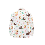 Cute Chihuahua puppie pattern Men's Long Sleeve Polo Shirt