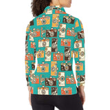 Camera Pattern Print Design 03 Women's Long Sleeve Polo Shirt