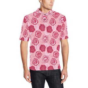 Rose Pattern Print Design 02 Men's All Over Print Polo Shirt