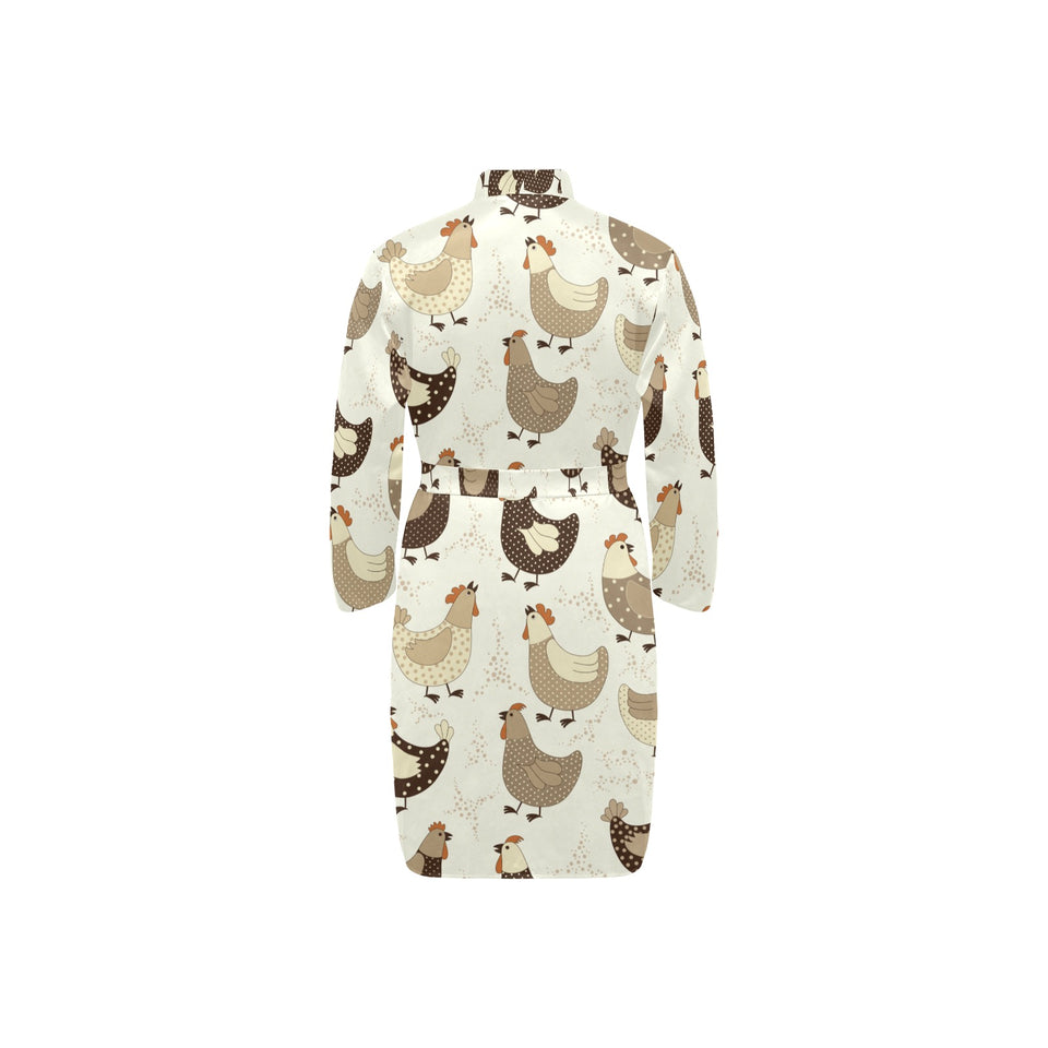 Cute rooster chicken cock Men's Long Sleeve Belted Night Robe