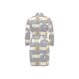 Cute dachshund dog pattern Men's Long Sleeve Belted Night Robe