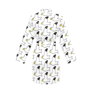 Seagull Pattern Print Design 05 Women's Long Sleeve Belted Night Robe