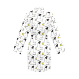 Seagull Pattern Print Design 05 Women's Long Sleeve Belted Night Robe
