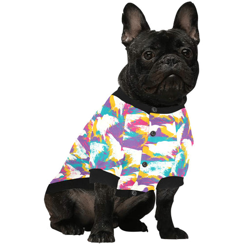 Colorful crow illustration pattern All Over Print Pet Dog Round Neck Fuzzy Shirt