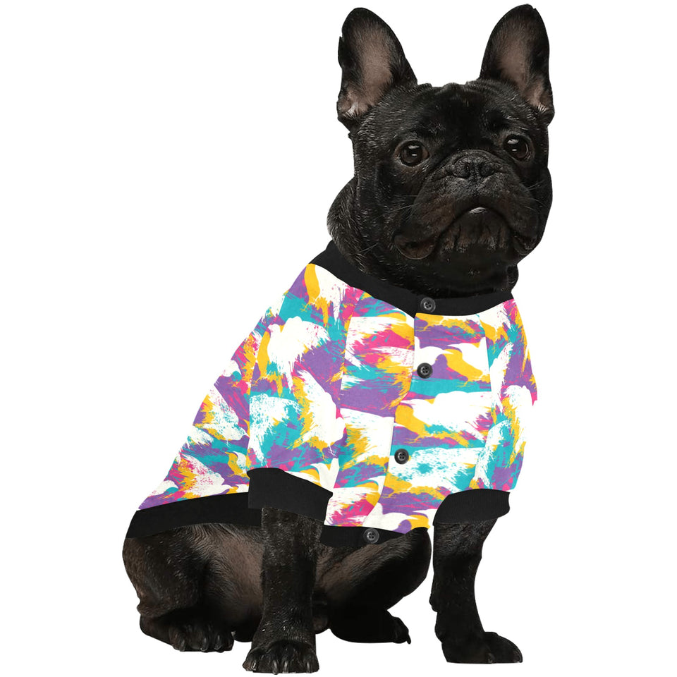 Colorful crow illustration pattern All Over Print Pet Dog Round Neck Fuzzy Shirt