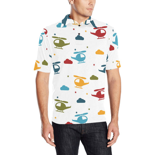 Colorful helicopter pattern Men's All Over Print Polo Shirt