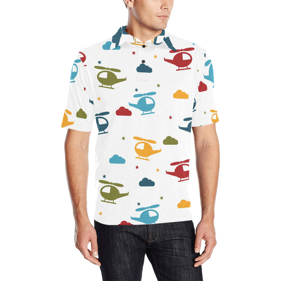 Colorful helicopter pattern Men's All Over Print Polo Shirt