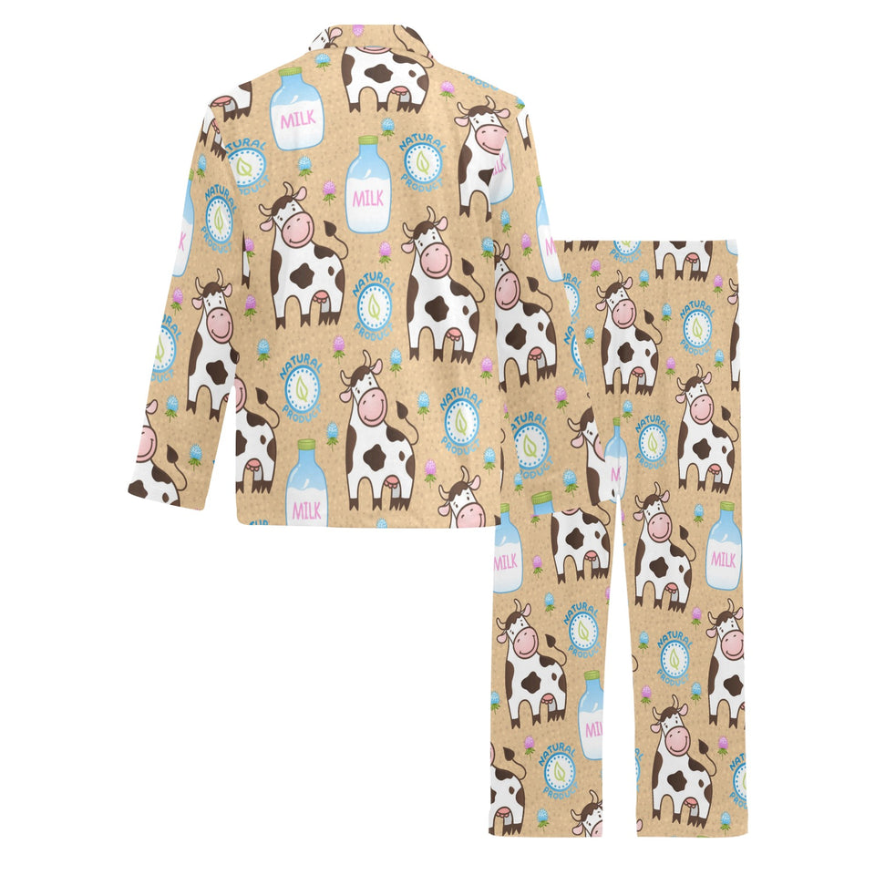 Cow bottle of milk pattern Men's Long Pajama Set