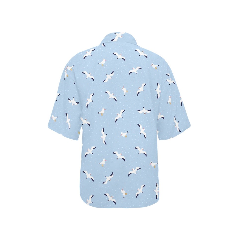 Seagull Pattern Print Design 02 Women's All Over Print Hawaiian Shirt