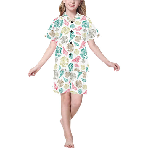 Colorful shell pattern Kids' Boys' Girls' V-Neck Short Pajama Set