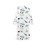 Hand drawn space elements space rocket star planet Blanket Robe with Sleeves