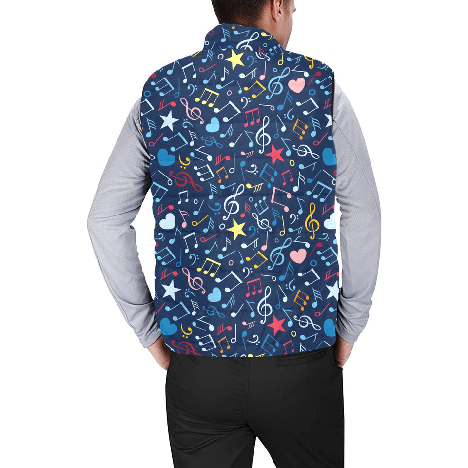Music Notes Pattern Print Design 03 Men's Padded Vest