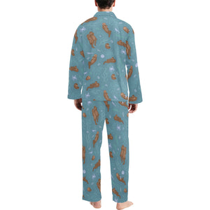 Sea otters pattern Men's Long Pajama Set