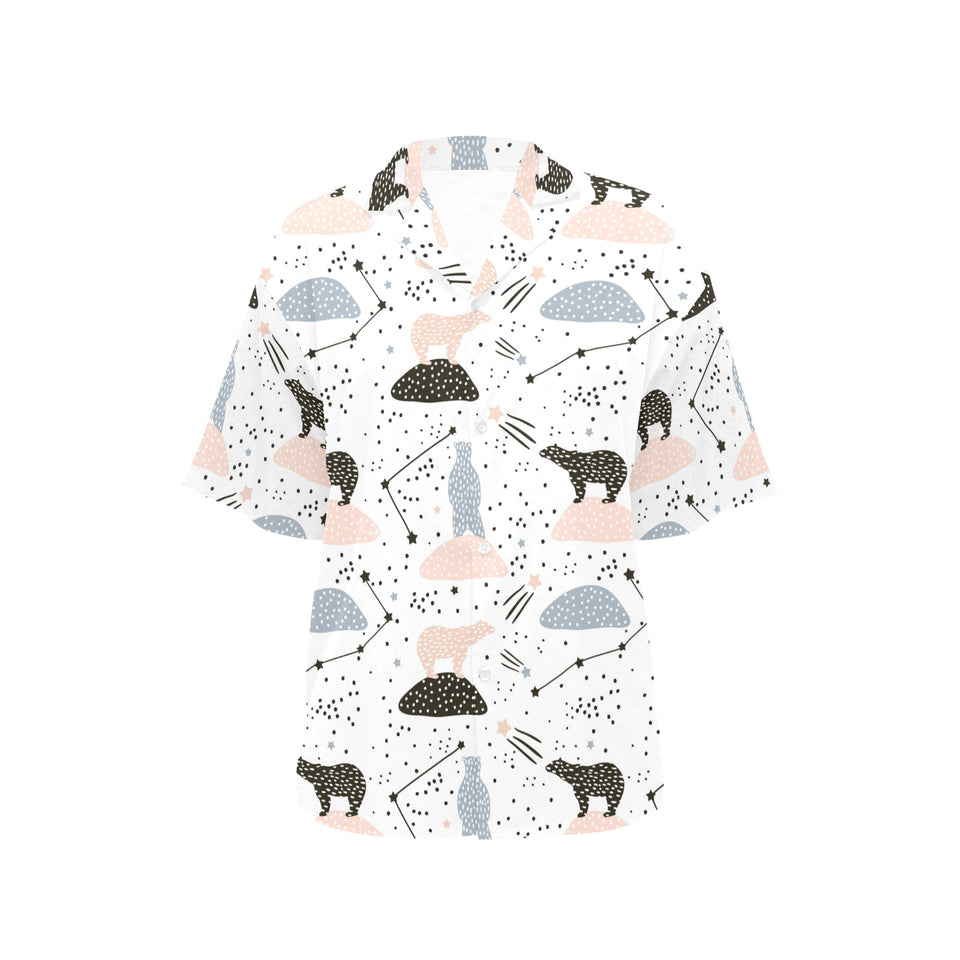 Polar bears star poka dot pattern Women's All Over Print Hawaiian Shirt
