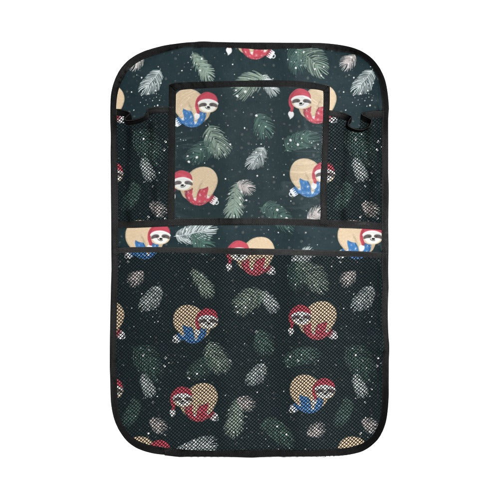 Cute sloths sleeping christmas ball santa hat patt Car Seat Back Organizer