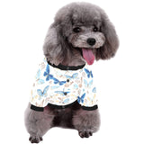 blue butterfly pattern All Over Print Pet Dog Round Neck Fuzzy Shirt