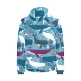 Whale design pattern Men's Padded Hooded Jacket