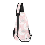 Cute moon cloud star pattern pink dot background All Over Print Chest Bag