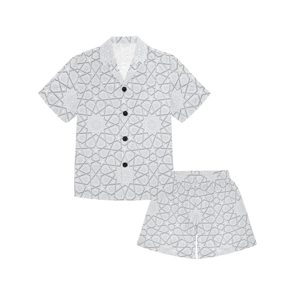 arabic star pattern Kids' Boys' Girls' V-Neck Short Pajama Set