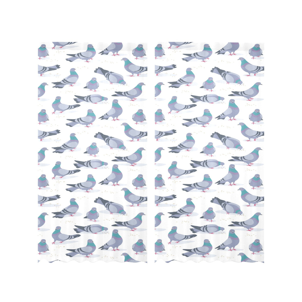 Pigeon Pattern Print Design 03 Gauze Curtain