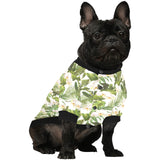 White orchid flower tropical leaves pattern All Over Print Pet Dog Round Neck Fuzzy Shirt