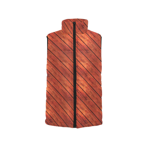 Wood Printed Pattern Print Design 03 Women's Padded Vest