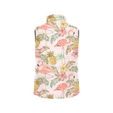 Pink flamingo birds pineapples hibiscus flower pat Women's Padded Vest