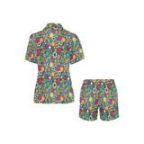 Gear Pattern Print Design 03 Women's V-Neck Short Pajama Set