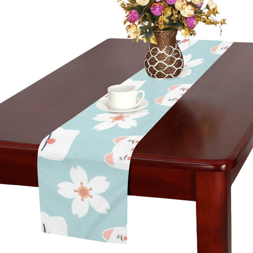 Maneki neko cat sakura Table Runner