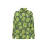 Hop pattern Hop cone background Women's Long Sleeve Polo Shirt