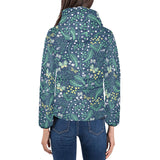 butterfly leaves pattern Women's Padded Hooded Jacket
