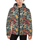 Colorful snake plant pattern Kids' Boys' Girls' Padded Hooded Jacket
