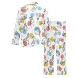 Siberian husky and colorful circle pattern Men's Long Pajama Set