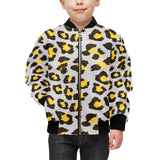 Gray Leopard print pattern Kids' Boys' Girls' Bomber Jacket