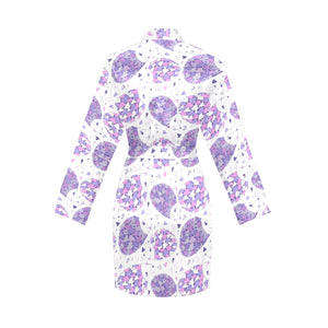 Hedgehog Pattern Print Design 05 Women's Long Sleeve Belted Night Robe