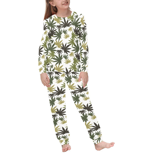 Canabis Marijuana Weed Pattern Print Design 05 Kids' Boys' Girls' All Over Print Pajama Set