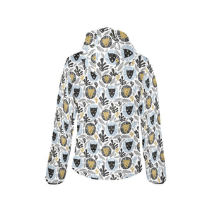 Lion Pattern Print Design 05 Women's Padded Hooded Jacket