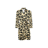 Leopard print design pattern Men's Long Sleeve Belted Night Robe