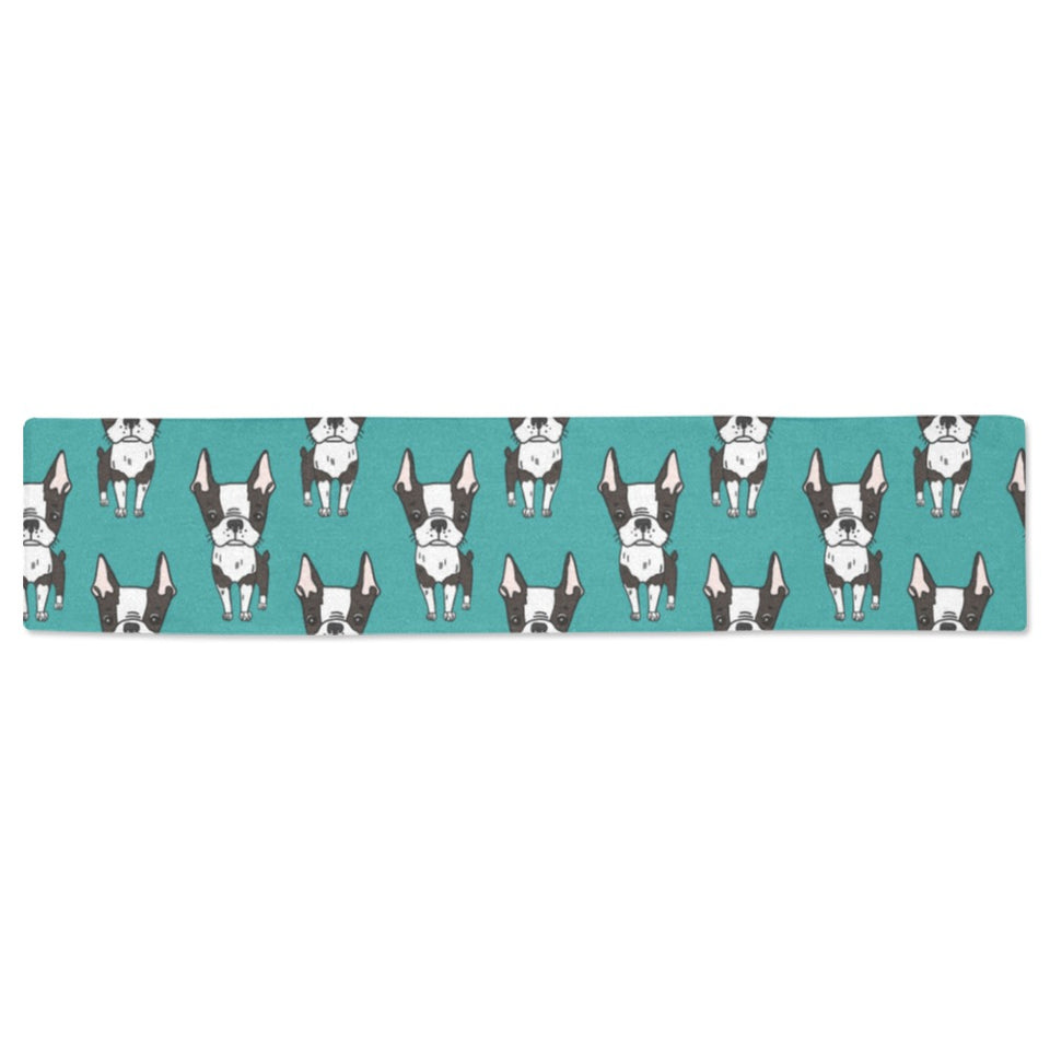 Hand drawn boston terrier dog pattern Table Runner