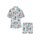 Toucan tropical flower leave pattern Women's V-Neck Short Pajama Set